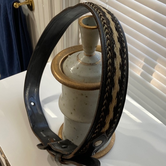 Vintage Pony hair Black and Tan Leather Belt - Picture 7 of 10